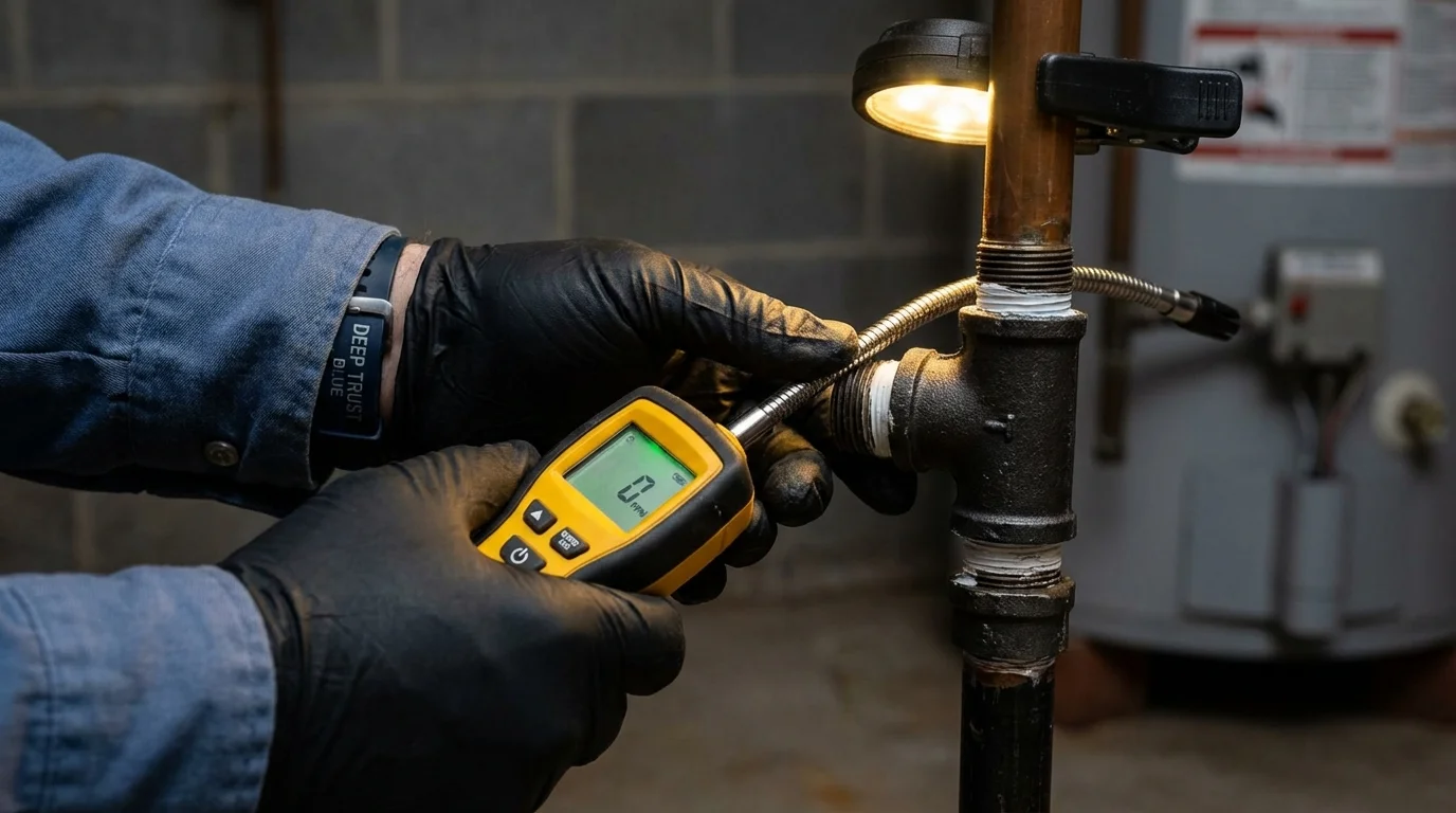 Gas leak detection with electronic sniffer by Johns Plumbing LLC in Burke